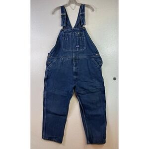 Big Smith Denim Bib Overalls Mens 44x28 Blue Dark Wash Workwear Carpenter